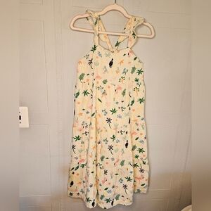 Hanna Andersson Tropical Maxi Tiered Sleeveless Dress 14-16 (160cm) Ivory